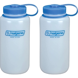 Nalgene HDPE BPA-Free Water Bottle, White, 32 oz. 2-Pack